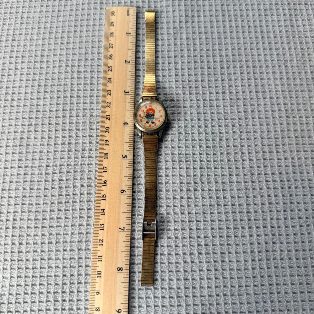 Vintage Bradley Raggedy Ann Swiss Made Watch 1971 Gold Tone Mesh Band 23 180